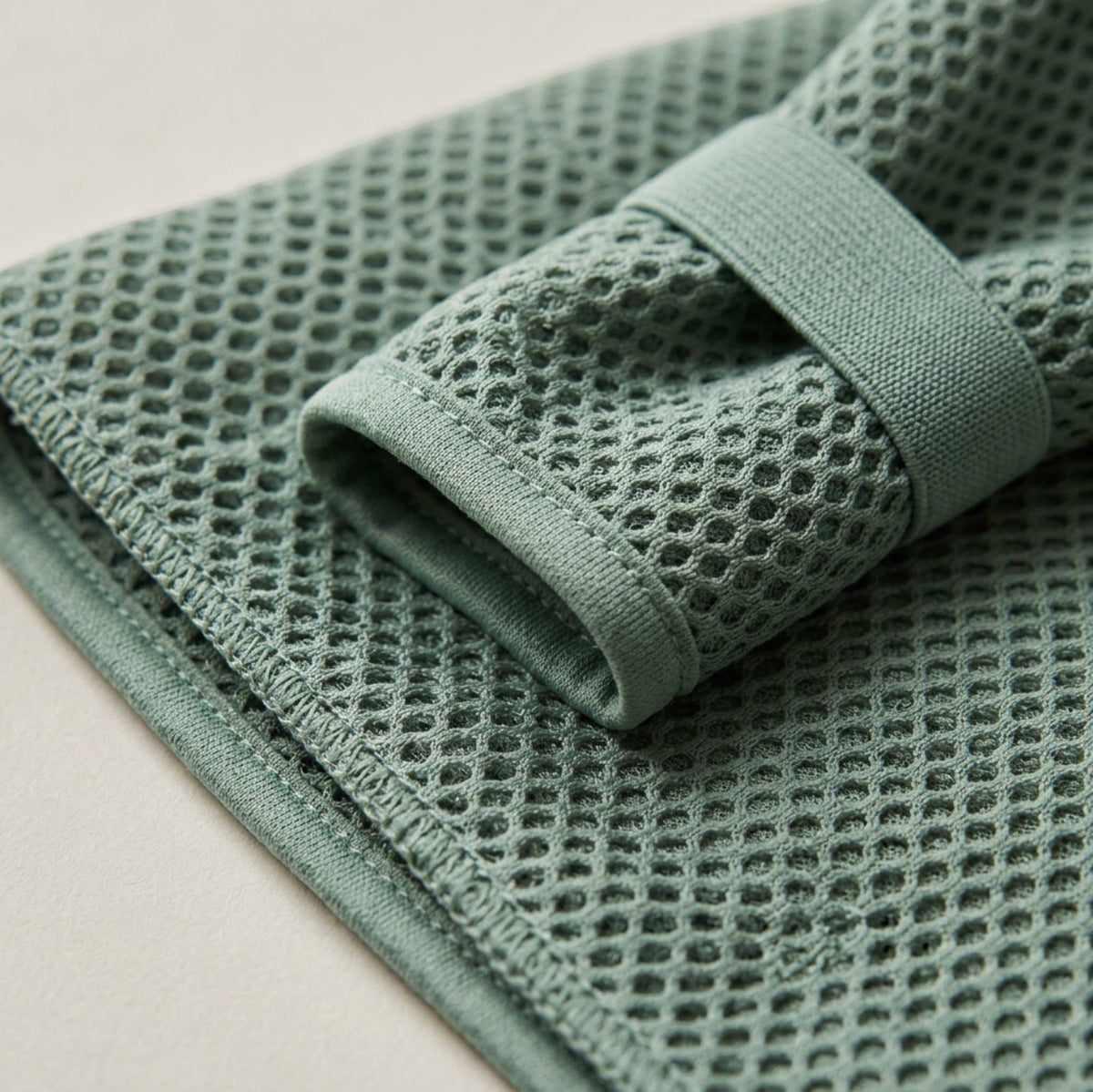 Tastl Trailmesh Cooling Towel 10 x 44 in Fog Green - Detail view