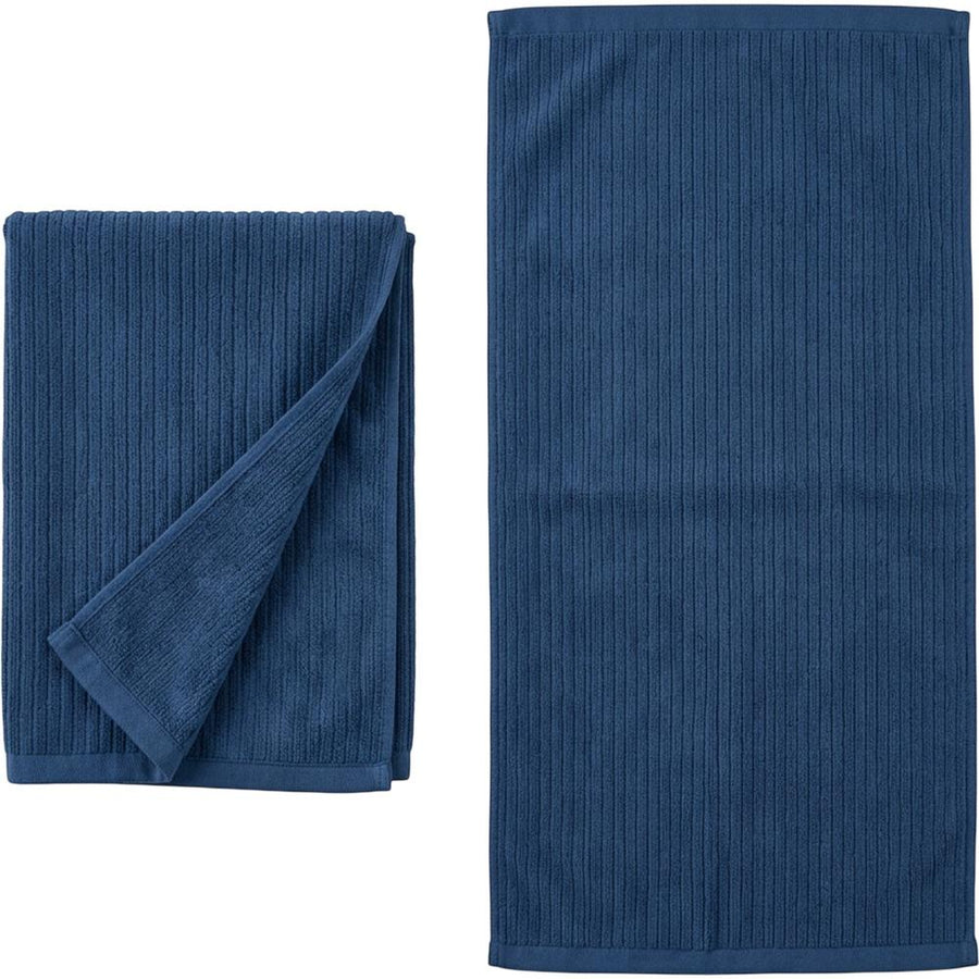 Tastl Railrib Microfiber Gym Towels 15 x 35 in Ink Blue Set of 2
