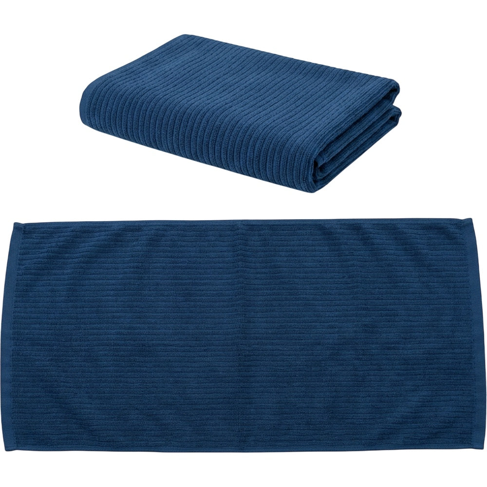 Tastl Railrib Microfiber Gym Towels 15 x 35 in Ink Blue Set of 2 - Product view
